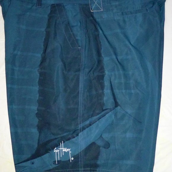 Guy Harvey Green Black Swordfish Pattern Board Short Size 42 NWOT